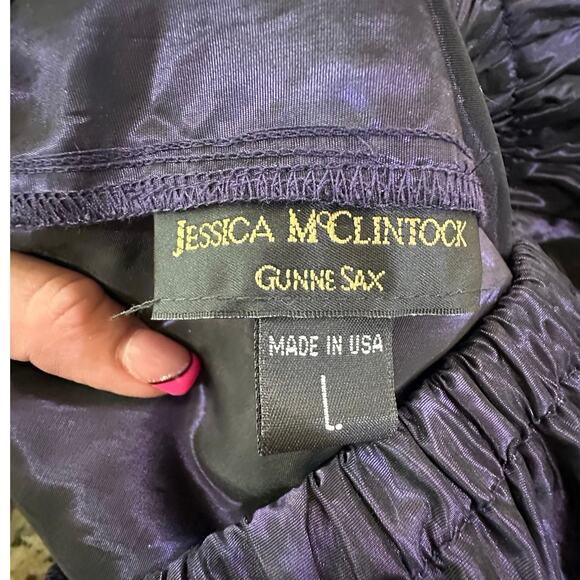 VTG Jessica McClintock for Gunne Sax SZ Large Tafetta Purple Metallic Maxi Skirt - Picture 6 of 13